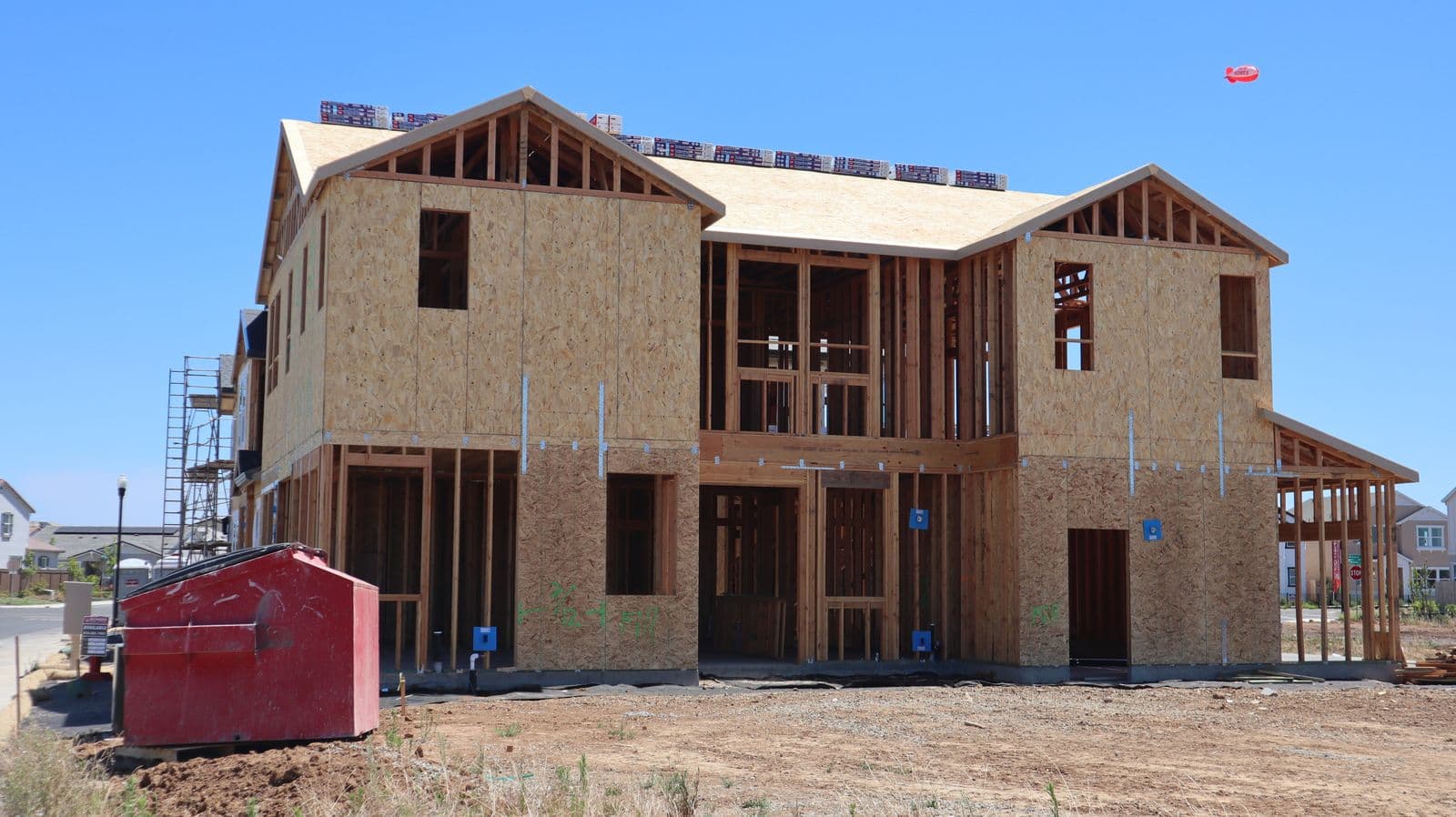 Wood-framed house under construction